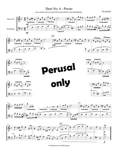 “Duet No. 6 - Presto” from EIGHT DUETS ADAPTED FOR HORN AND TROMBONE (arr. Brian Harris)