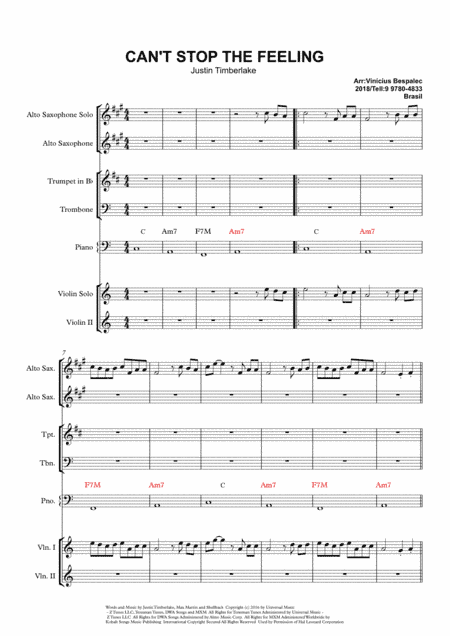 Can't Stop The Feeling  from TROLLS (arr. vinicius silva bespalec)
