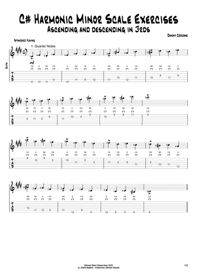 C# Harmonic Minor Scale Exercises - Ascending and Descending in 3rds