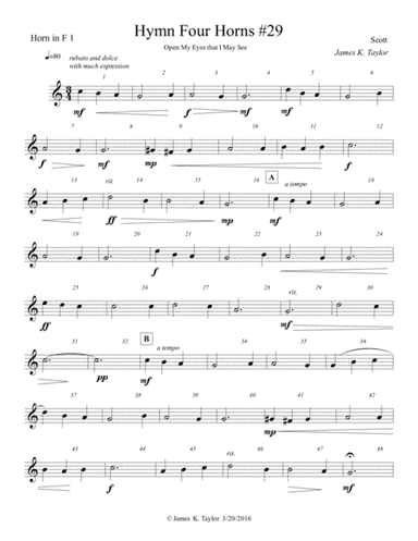 OPEN MY EYES THAT I MAY SEE (Horn Quartet #29) (arr. James K. Taylor)
