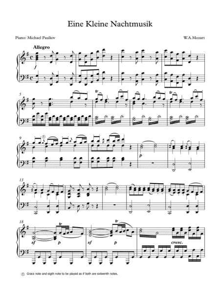eine kleine nachtmusik - first movement (arr. Michael Pasikov)