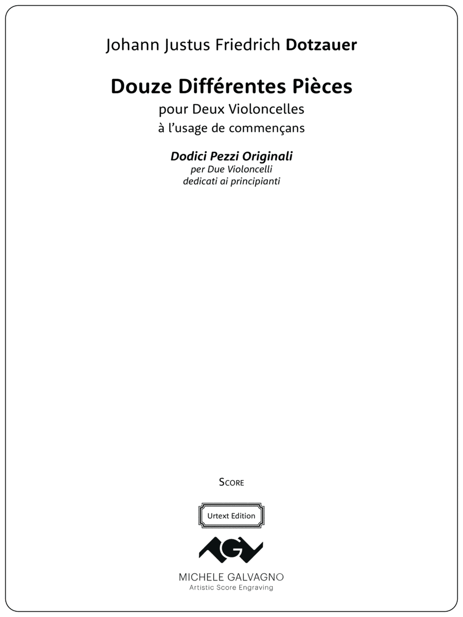 Twelve Original Pieces for Two Cellos, Op. 58 (arr. Artistic Score Engraving by Michele Galvagno)