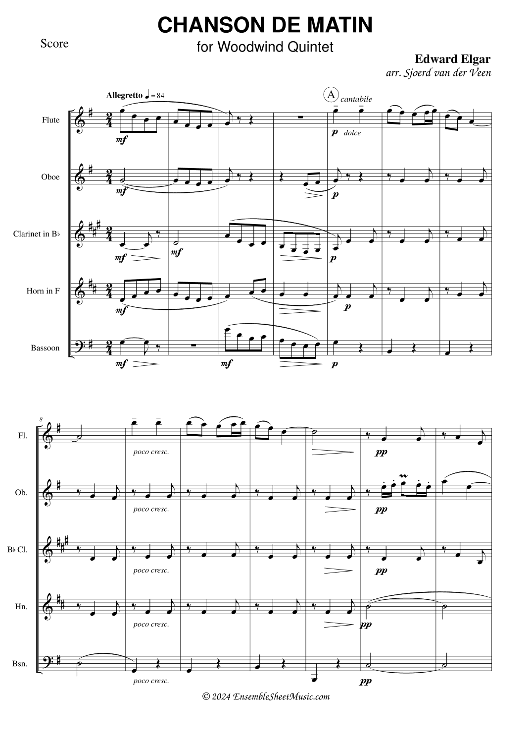 Chanson de Matin (arr. Sjoerd van der Veen)