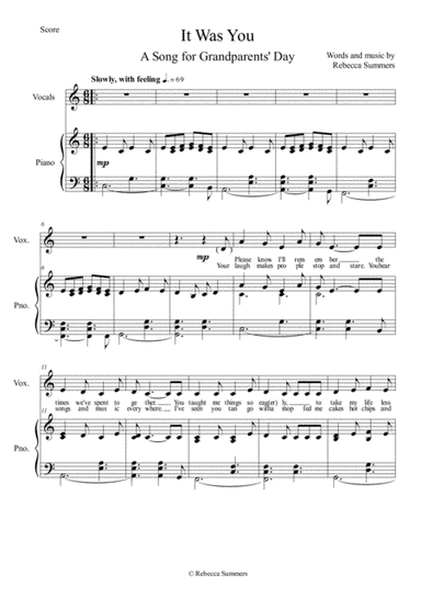 It Was You - A Song For Grandparents' Day [Piano and Vocals]