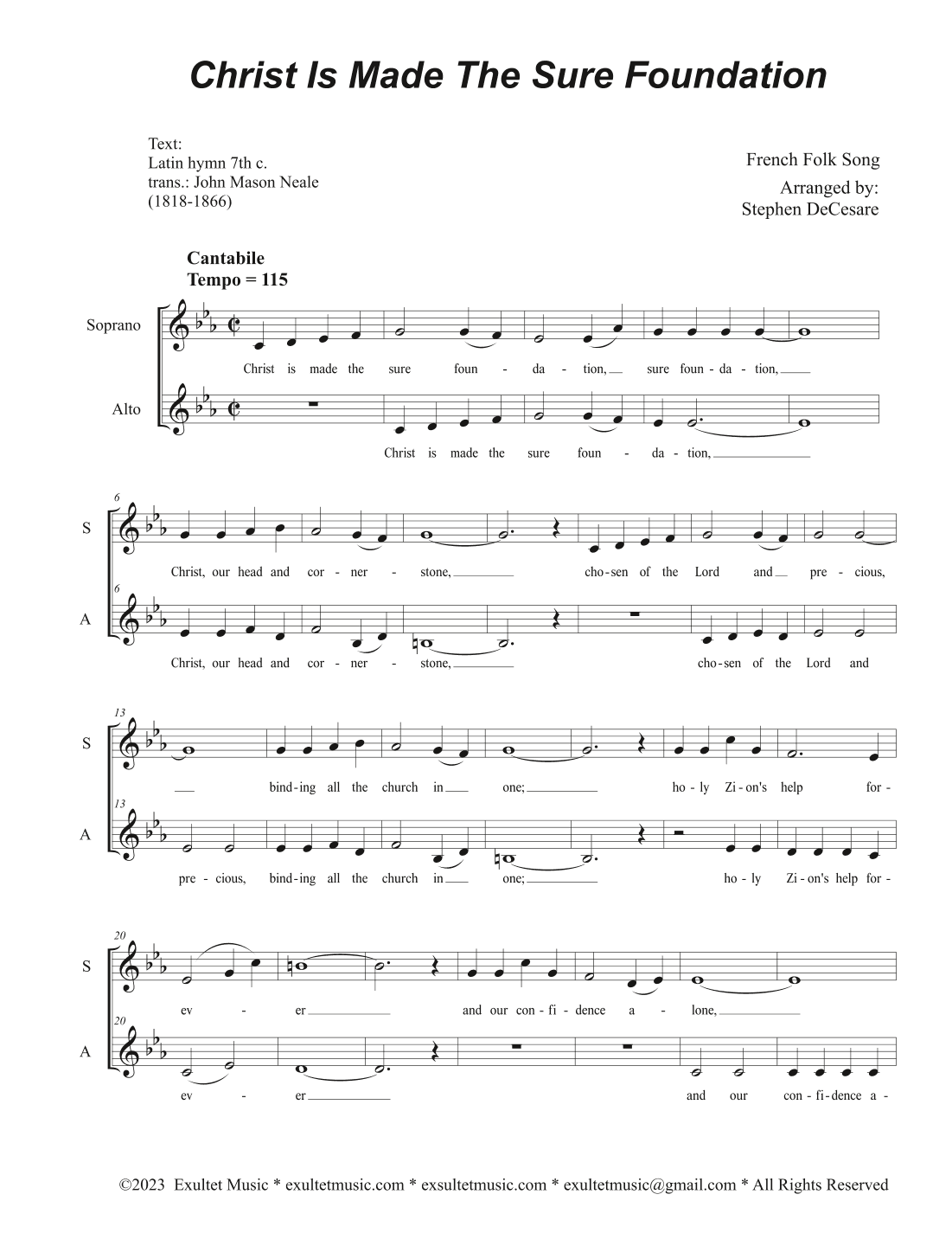 Christ Is Made The Sure Foundation (2-part choir - (SA) (arr. Stephen DeCesare)