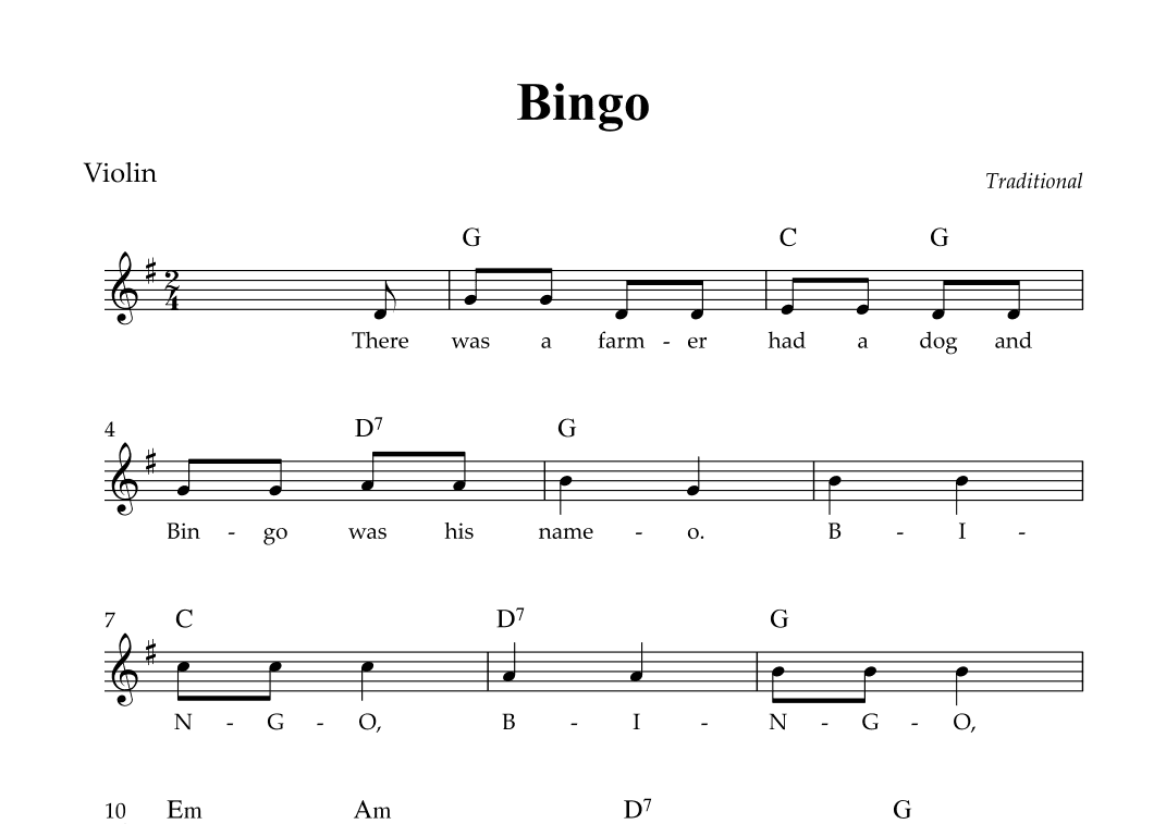 Bingo (Easy) (arr. Wesley S. SIlva)