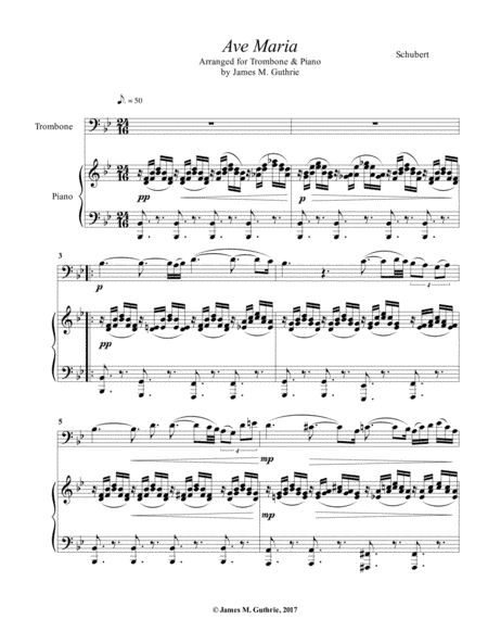 Schubert: Ave Maria for Trombone & Piano (arr. James M. Guthrie, ASCAP)