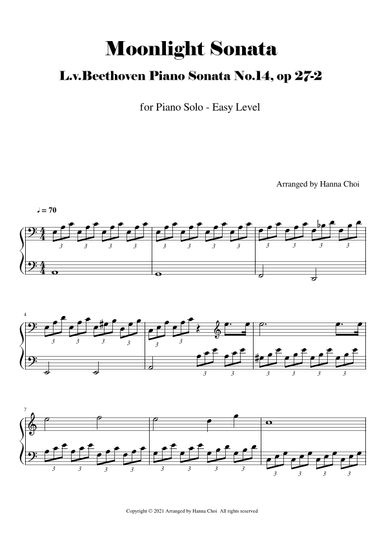 Moonlight Sonata -Beethoven Piano Sonata No.14 [Easy Version] (arr. Hanna Choi)