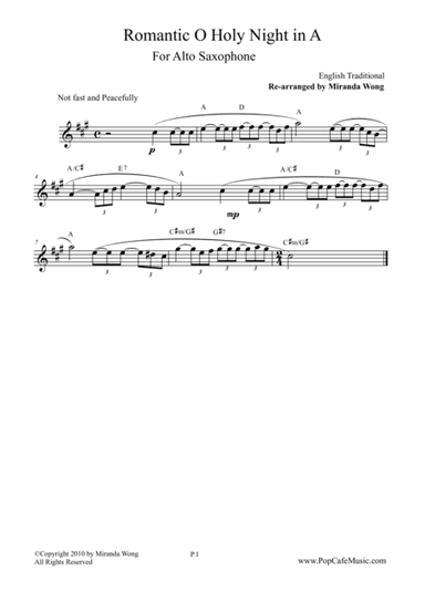 O Holy Night in A - Alto Saxophone Solo (arr. Miranda Wong)