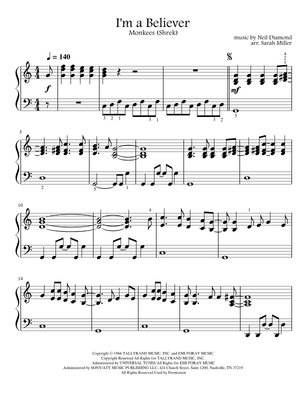 I'm A Believer (arr. Sarah E Miller)