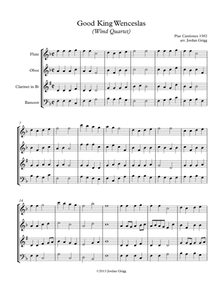 Good King Wenceslas (Wind Quartet) (arr. Jordan Grigg)