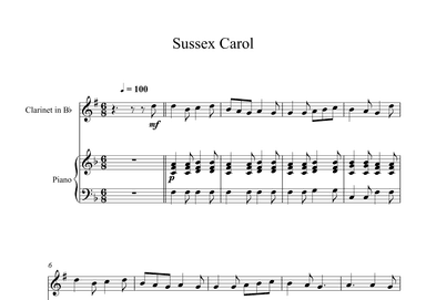 Sussex Carol (Clarinet + Piano) (arr. Digital Book Music)