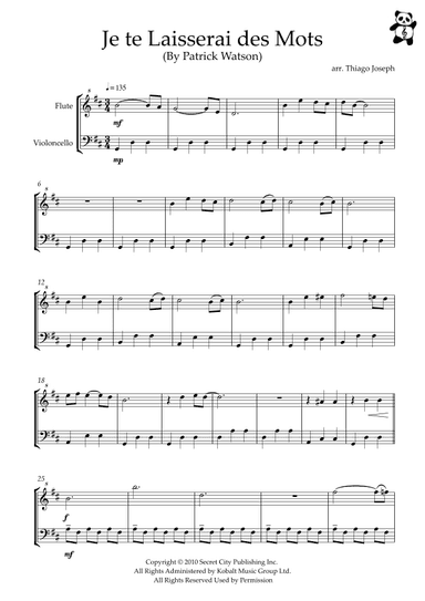 Je Te Laisserai Des Mots (arr. Thiago Joseph)