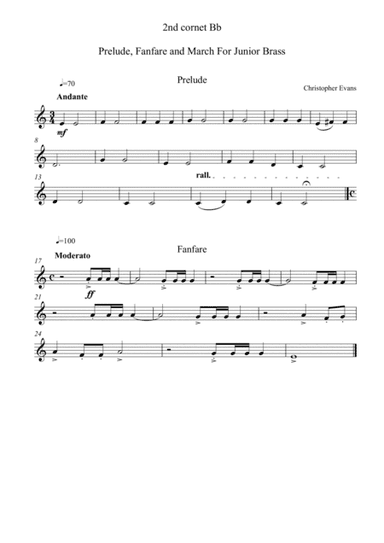 Prelude, Fanfare and March for Junior Brass Ensemble - 2nd Cornet Part (Bb)