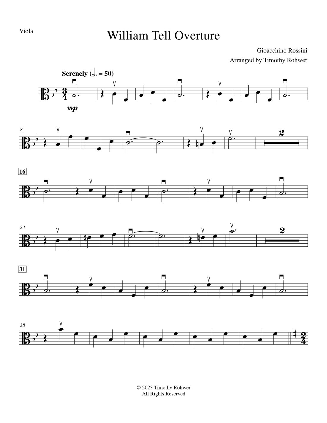 William Tell Overture - Viola Solo (arr. Timothy Rohwer)