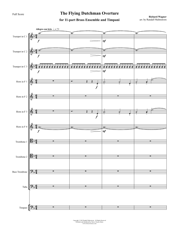 The Flying Dutchman Overture for 11-part Brass Ensemble and Timpani (arr. Randall Malmstrom)