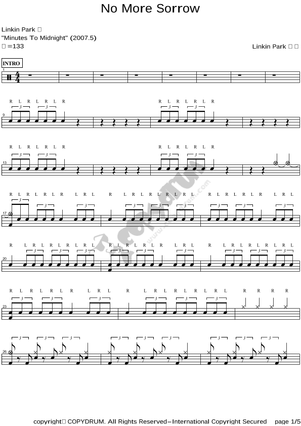 No More Sorrow (arr. COPYDRUM)