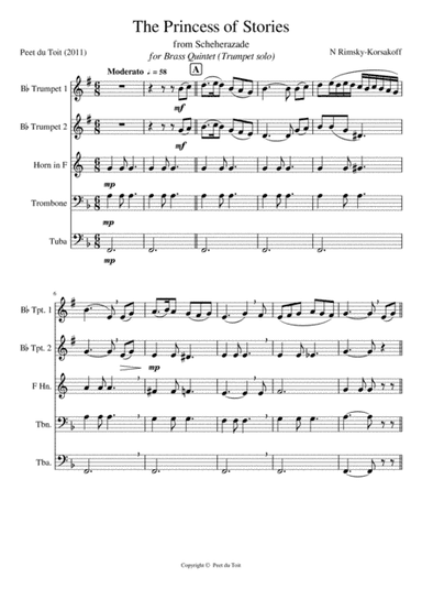 The Princess of Stories from 'Scheherazade', Op.35 - N Rimsky-Korsakov (Brass Quintet) (arr. Peet du Toit)