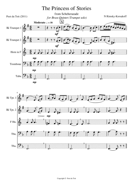 The Princess of Stories from 'Scheherazade', Op.35 - N Rimsky-Korsakov (Brass Quintet) (arr. Peet du Toit)