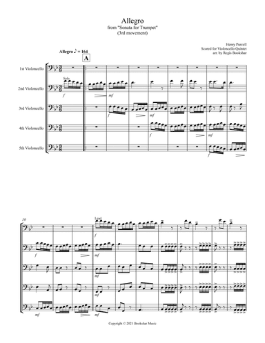 Allegro (from "Sonata for Trumpet") (Bb) (Violoncello Quintet) (arr. Regis Bookshar)