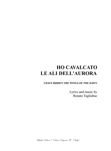HO CAVALCATO LE ALI DELL'AURORA -  For SATB Choir and Organ
