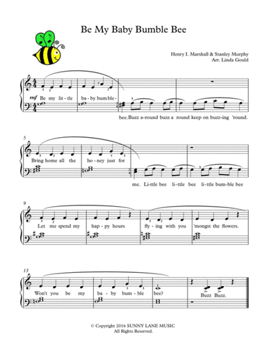 Be My Baby Bumble Bee - Easy/Beginner Piano (arr. Linda Gould)