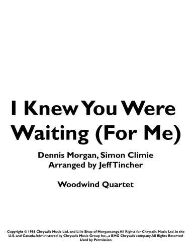 I Knew You Were Waiting (for Me) (arr. Jeff Tincher)