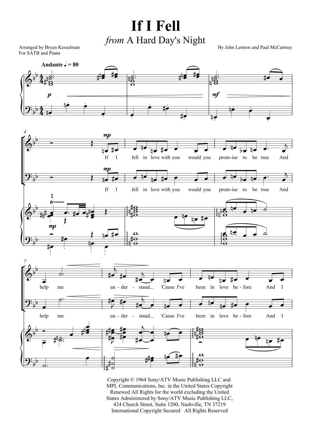 If I Fell (arr. Bryan Kesselman)