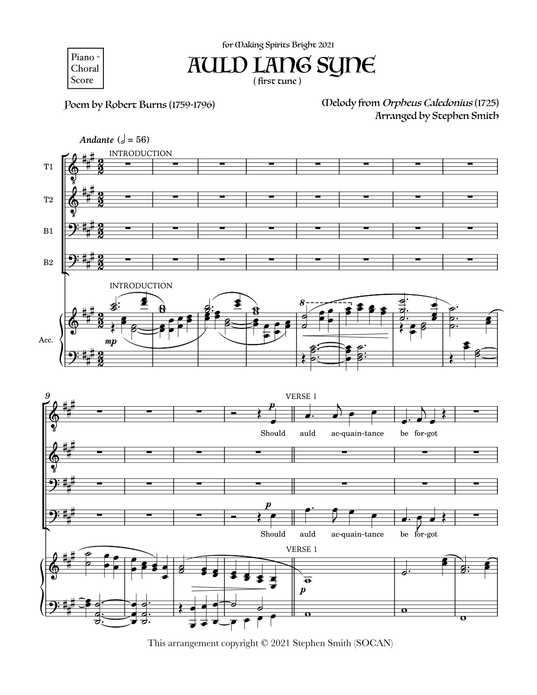 Auld Lang Syne (arr. Stephen Smith)