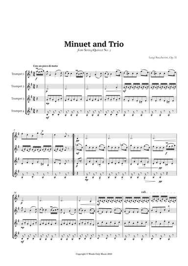Minuet by Boccherini for Trumpet Quartet (arr. Ander)