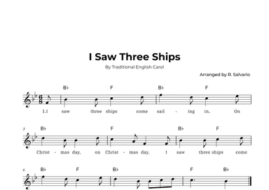 I Saw Three Ships (Key of B-Flat Major) (arr. R. Salvario)