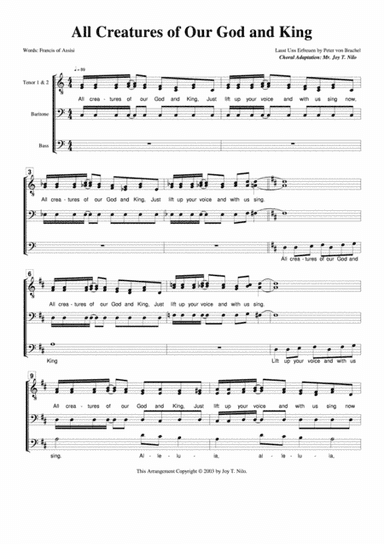 All Creatures of Our God and King (arr. Joy T. Nilo)