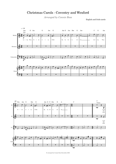 Christmas Carols - Coventry and Wexford - cello, duet and Piano (arr. Connie Boss)