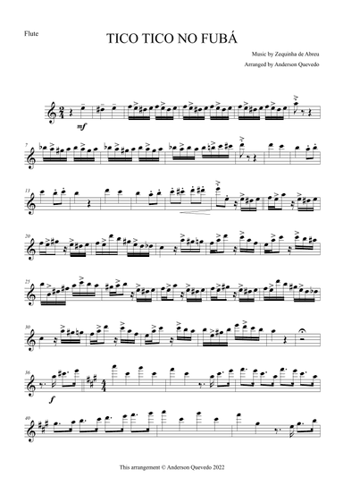 Tico Tico no Fubá by Zequinha de Abreu for Flute Solo (arr. Anderson Quevedo)