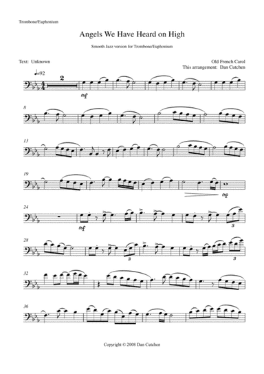 Trombone-"Angels We Have Heard On High"-smooth jazz arrangement (arr. Dan Cutchen)