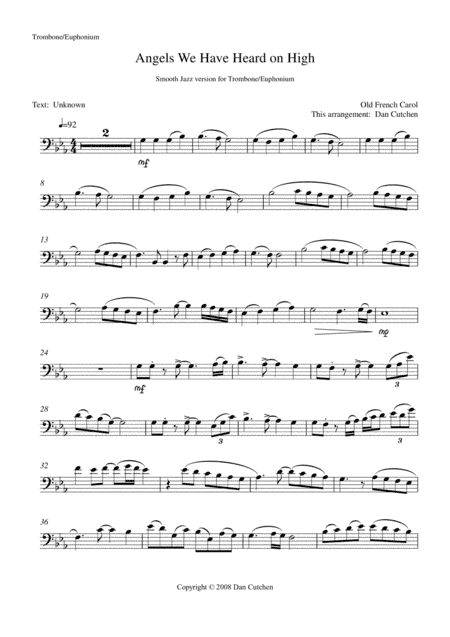 Trombone-"Angels We Have Heard On High"-smooth jazz arrangement (arr. Dan Cutchen)