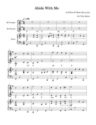 Abide With Me (Trumpet and Clarinet Duet with Piano) (arr. Tyler Adams)
