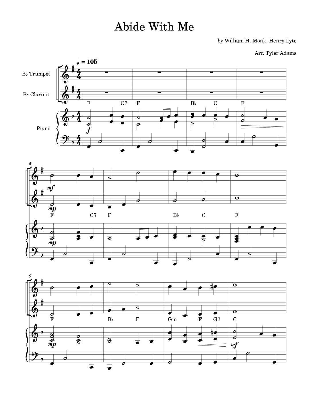 Abide With Me (Trumpet and Clarinet Duet with Piano) (arr. Tyler Adams)