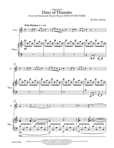 Days Of Thunder (Main Title)  from the Paramount Motion Picture DAYS OF THUNDER (arr. Red Gate Music)