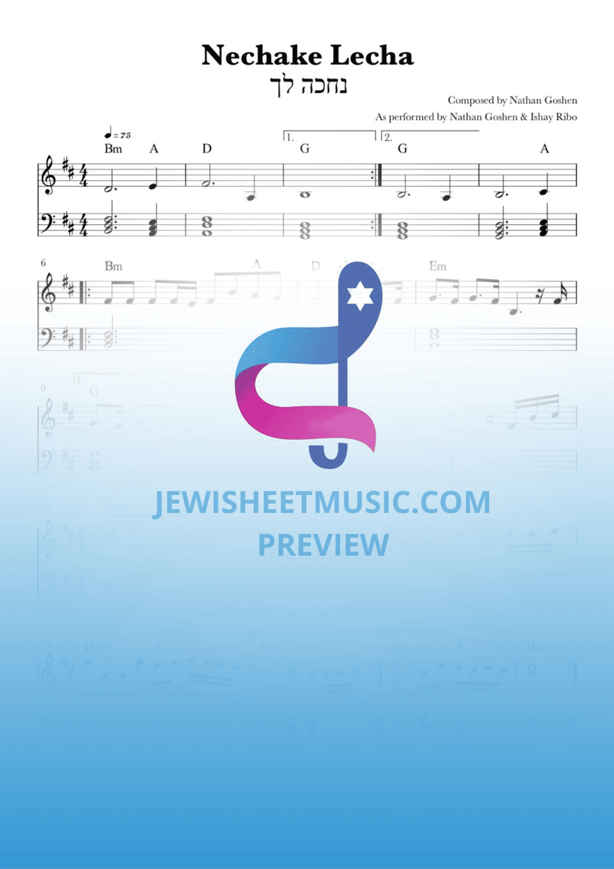 Nechake Lecha by Ishay Ribo & Nathan Goshen. With chords (arr. R. Sloboder)