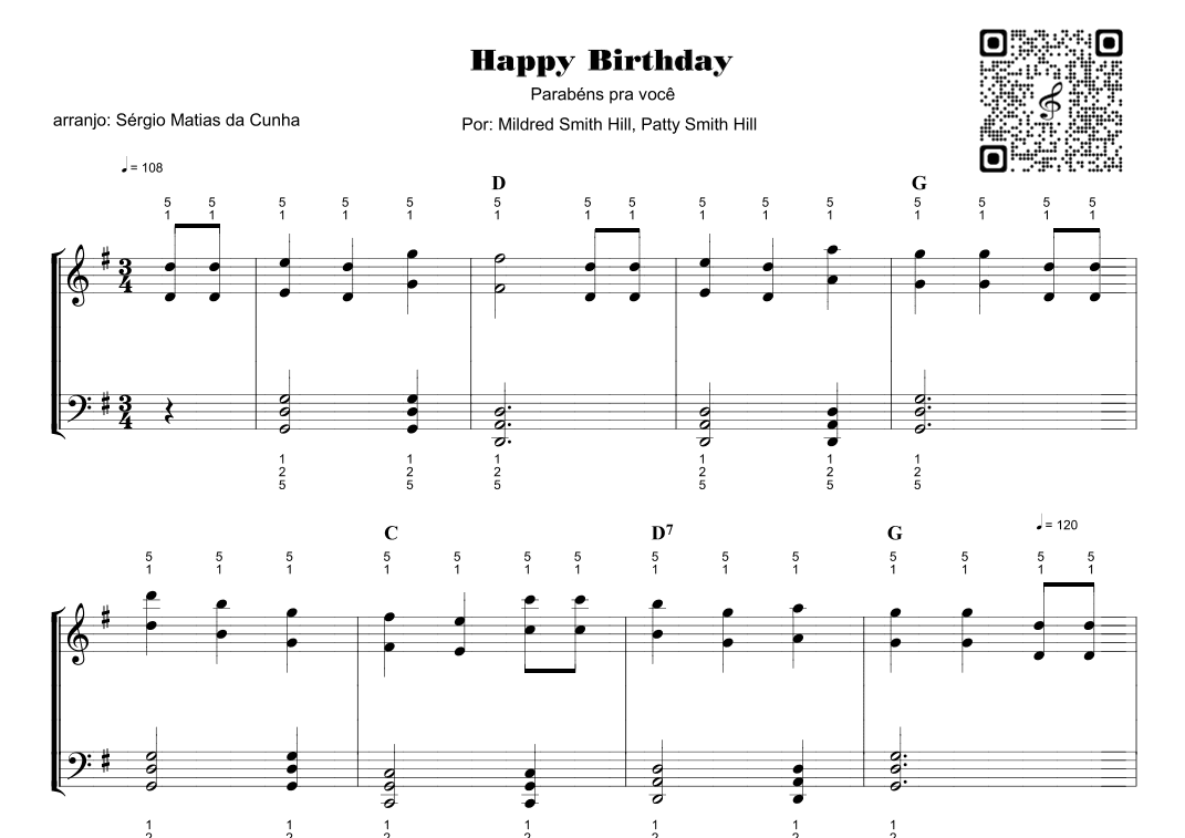 Happy Birthday - Parabéns pra você – fase2 (arr. Sérgio Matias da Cunha)