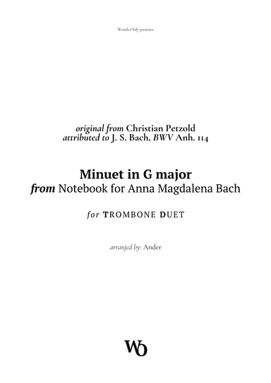 Minuet in G major by Bach for Trombone Duet (arr. Ander)