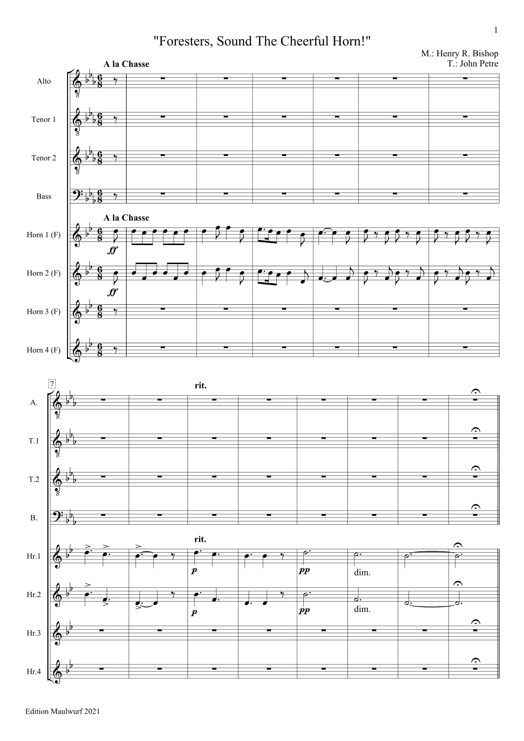 Foresters, Sound The Cheerful Horn (arr. Edition Maulwurf)