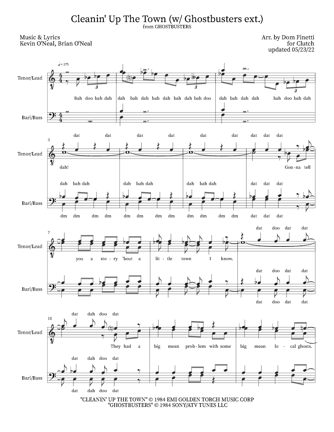 Cleanin' Up The Town (arr. Dom Finetti)