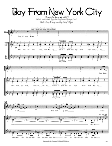 The Boy From New York City (arr. Larry Wright)