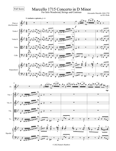 Marcello Oboe Concerto in G Minor for Flute (arr. R G Roth)