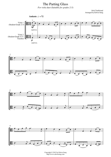 The Parting Glass (for viola duet, suitable for grades 2-5) (arr. Edwin Sung)