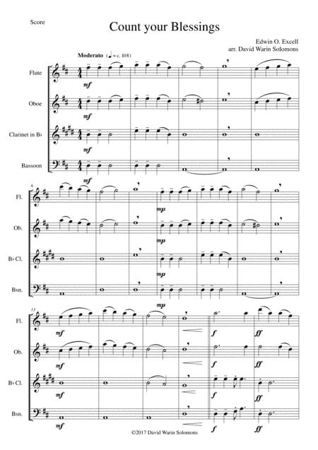 Count your blessings for wind quartet (arr. David Warin Solomons)