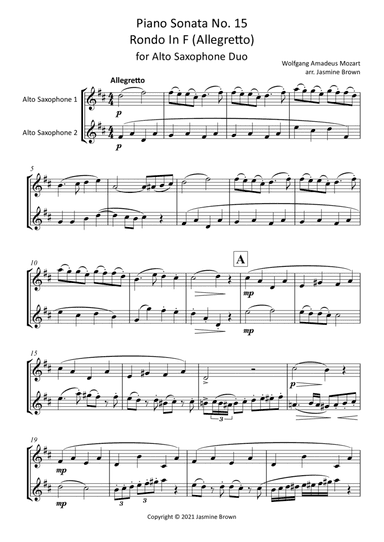 Rondo In F - Alto Saxophone Duet (arr. Jasmine Brown)