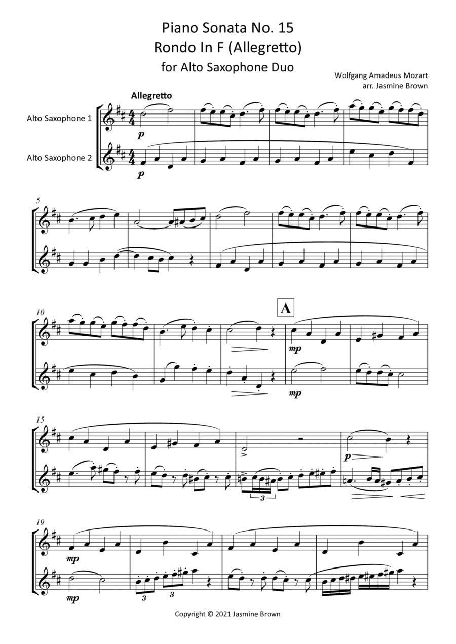 Rondo In F - Alto Saxophone Duet (arr. Jasmine Brown)